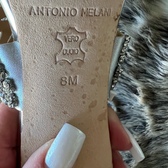 Antonio Melani Beautiful Silver Heels . Size 8 like new worn 1 time ! main image 5